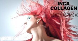 a person with vibrant pink hair in a dynamic pose, showcasing a product review context for collagen supplements.