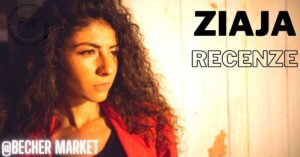 a woman in profile wearing a red garment, with warm lighting, for a review titled "Ziaja Recenze" by Becher Market.