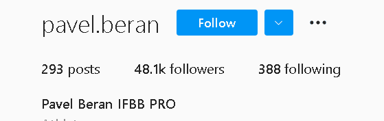 Pavel Beran IFBB Pro má na instagramu 48.1 k FOLLOWERS