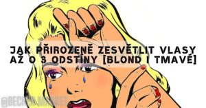 a distressed cartoon illustration of a woman touching her hair while looking upset, highlighting natural hair lightening for blond and dark hair tones.