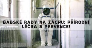a person in a protective spacesuit standing in an abandoned tiled hallway, symbolizing natural remedies and preventive care for digestive health issues like constipation.