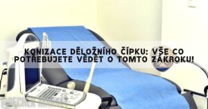 medical examination chair with ultrasound equipment used for gynecological procedures, including cervical conization prep