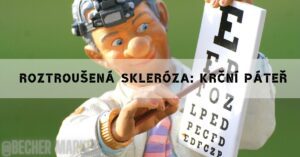 a cartoon figure wearing a headlamp, holding an eye chart with blurred vision letters, simulating symptoms like visual disturbances.