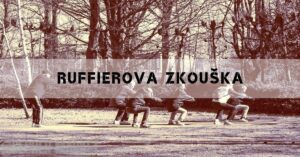 a group performing Ruffierova zkouška fitness test measuring pulse recovery outdoors.