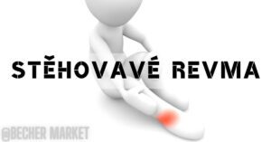 a 3D figure illustrating migratory joint pain with highlighted knee area, representing stěhovavé revma.