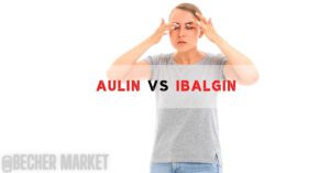 a person holding their temples with a transparent overlay text "Aulin vs Ibalgin" for comparative pain relief medication analysis.