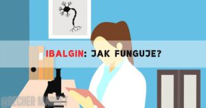 a scientist examining a microscope while questioning how ibalgin functions, with a neuron diagram in the background.