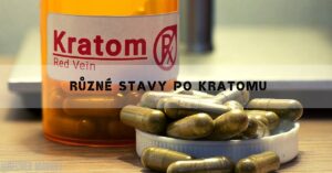 a bottle of red vein kratom capsules labeled "Kratom Red Vein" with capsules spilling from a container, highlighting various kratom supplement forms.