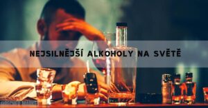 a person holding a glass of strong liquor with various high-proof spirits, including whisky and clear líhoviny, on a dimly lit bar counter.
