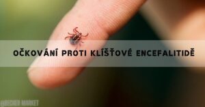a close-up of a tick attached to human skin emphasizing the risk of klíšťová encefalitida and importance of vaccination.