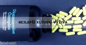 a bottle of Glucosamine Complex dietary supplement with spilled capsules, labeled for joint nutrition and containing ingredients like glucosamine, chondroitin, MSM, and boswellia.